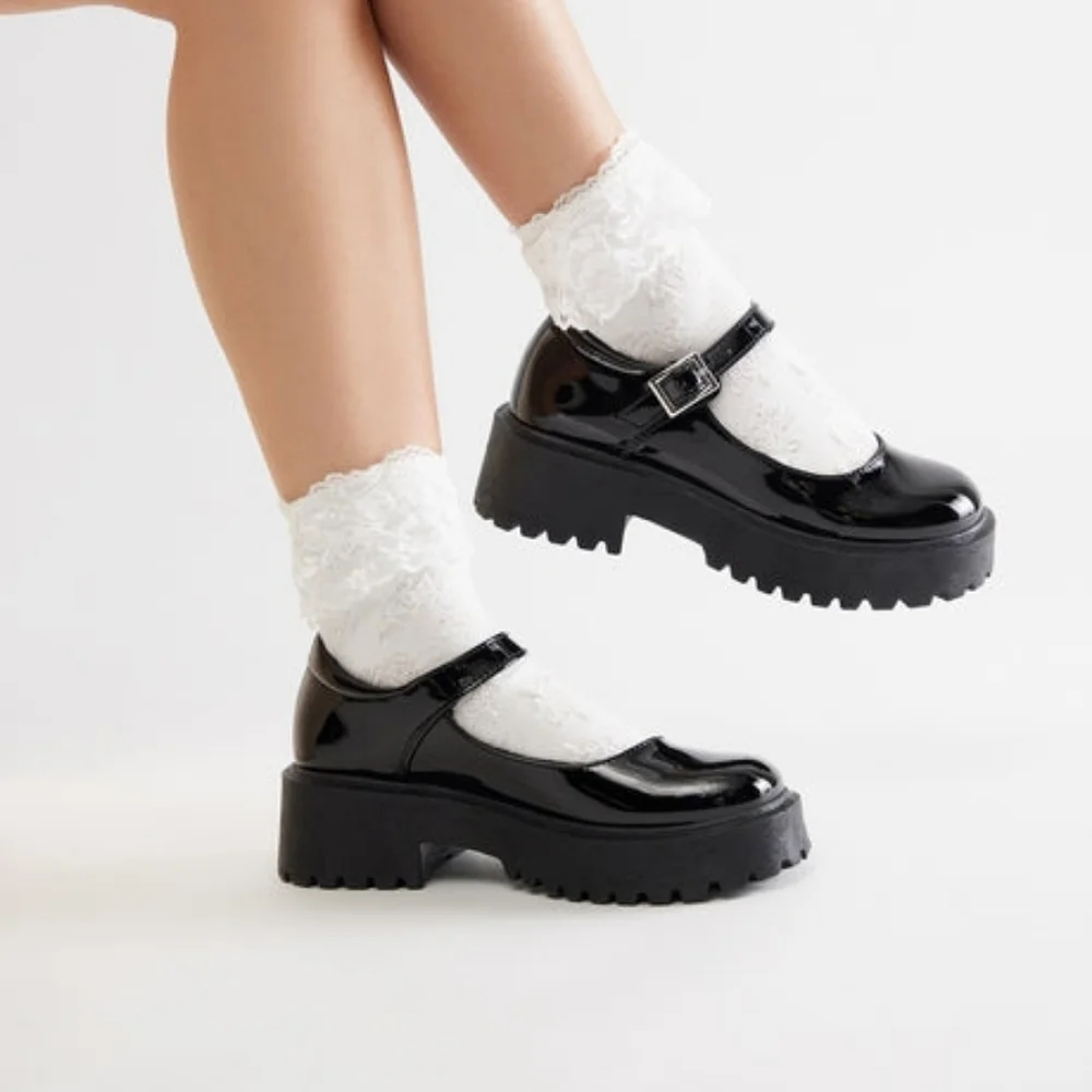 Fashion Nova Black Patent Mary Jane Platform Shoes⚫